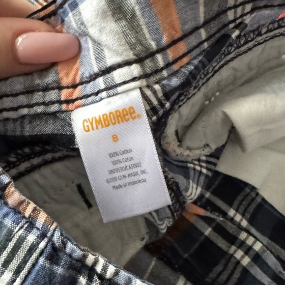 Gymboree Orange Cargo Shorts and Plaid Shorts Set - Picture 3 of 4